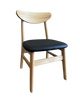 Natural Rubber Wood Chair with Gray Seat