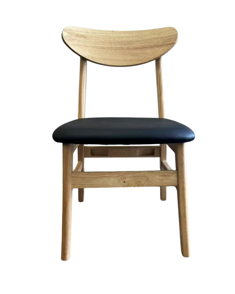 Natural Rubber Wood Chair with Gray Seat
