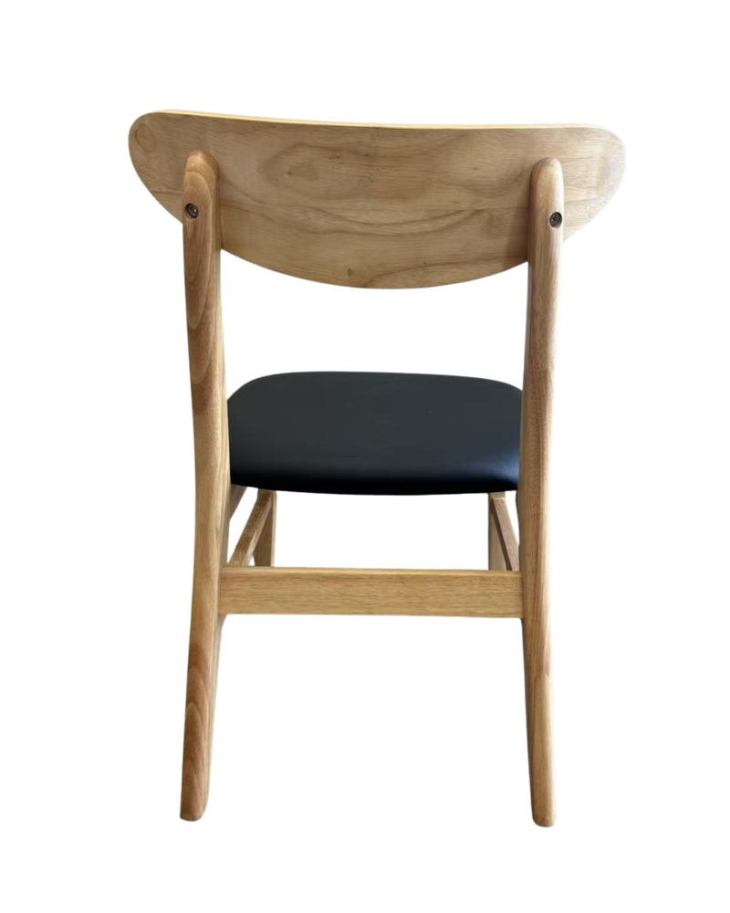 Natural Rubber Wood Chair with Gray Seat