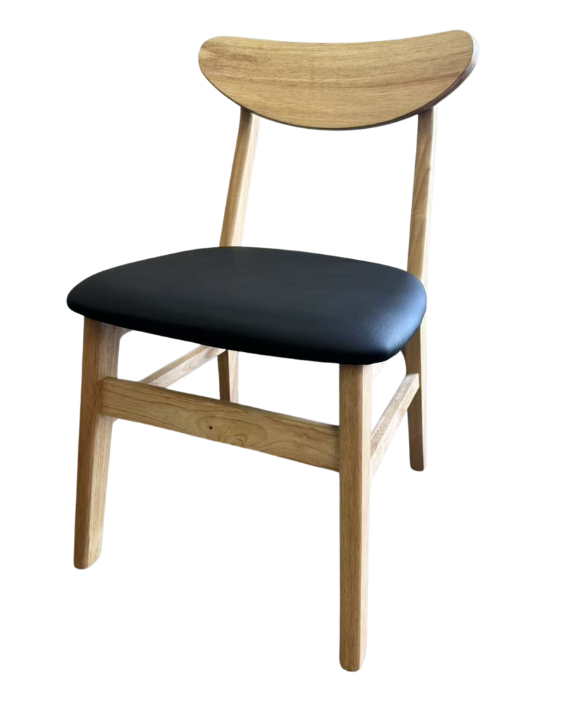 Natural Rubber Wood Chair with Gray Seat