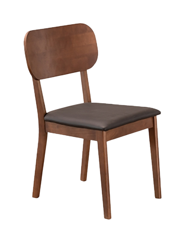 Brown Rubber Wood Chair with Dark Brown Seat