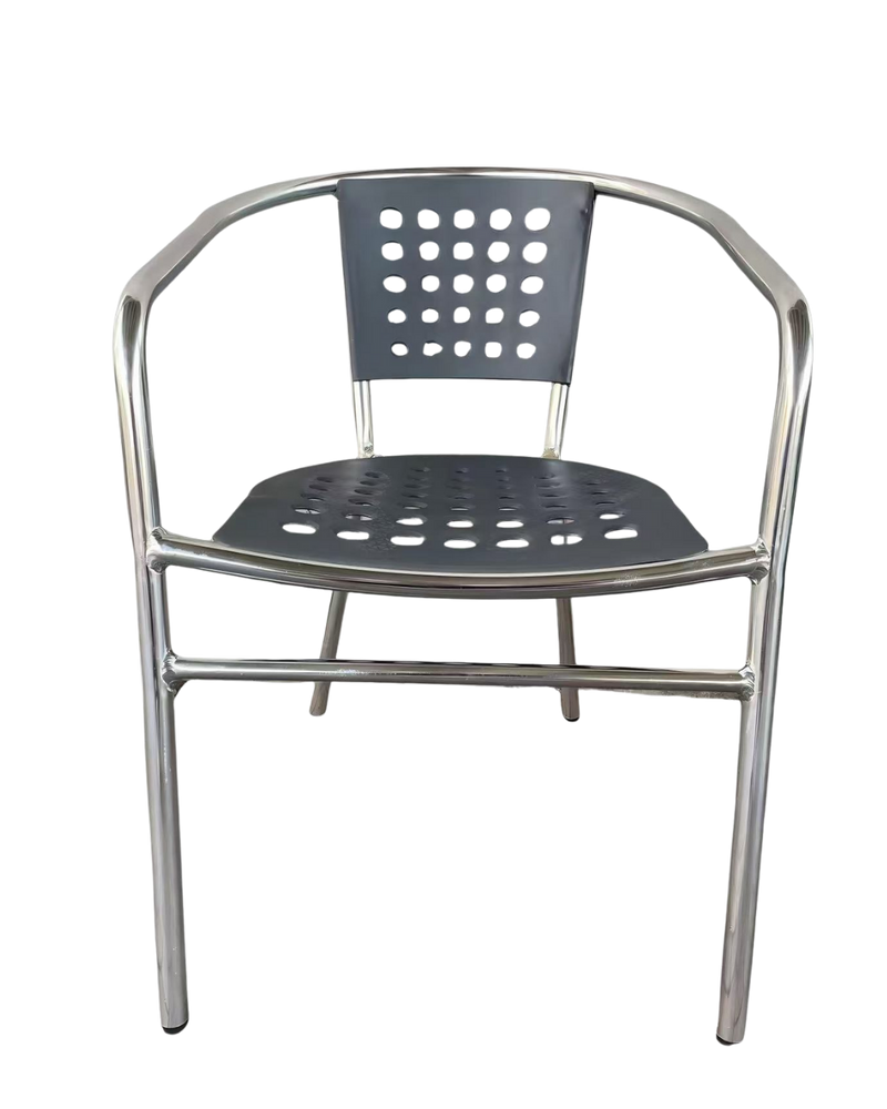 Aluminum Arm Chair with Black Seat and Back