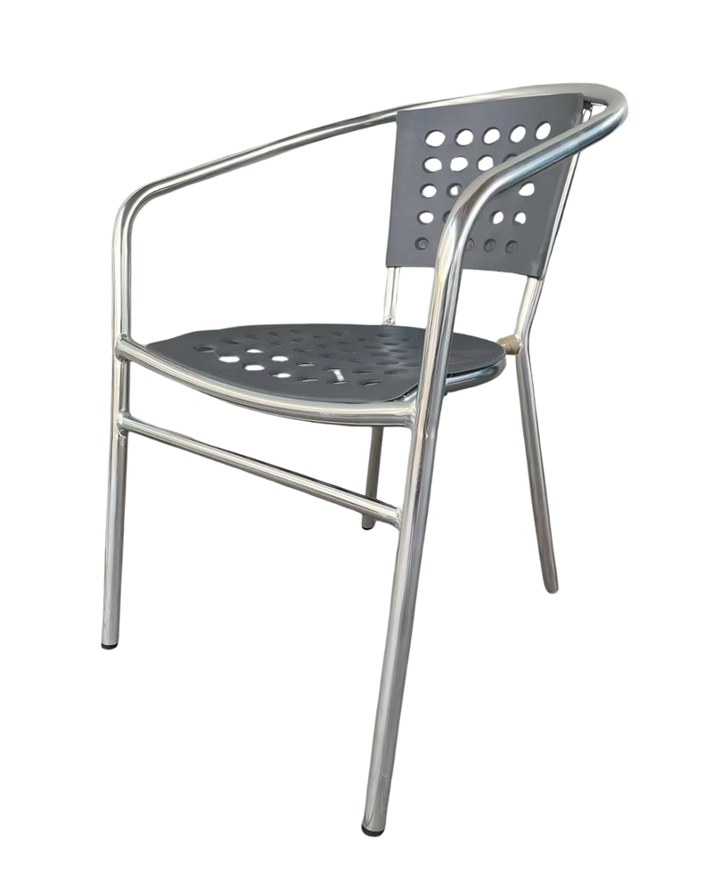 Aluminum Arm Chair with Black Seat and Back