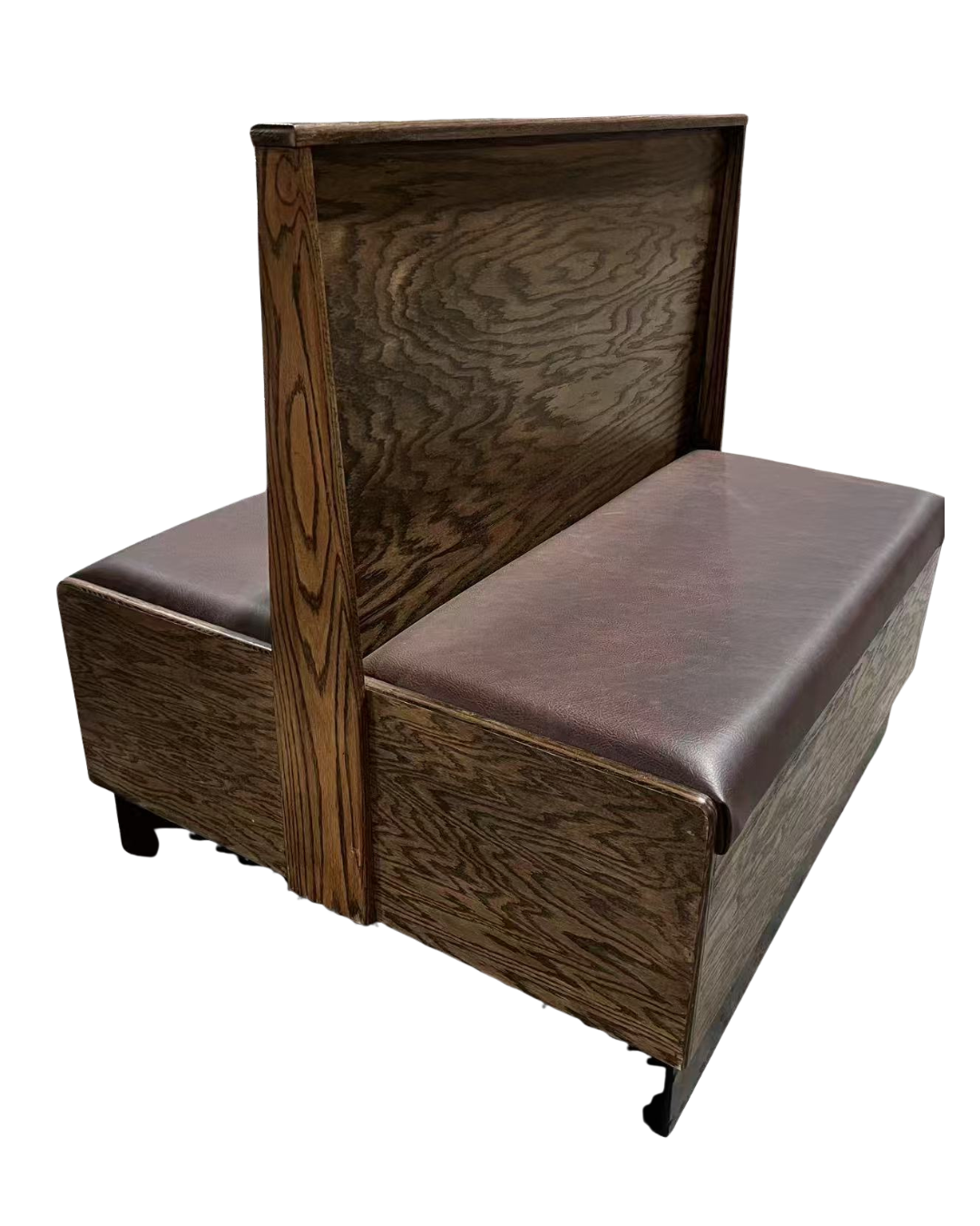 44" Solid Wood Double Booth with Padded Brown Vinyl Booth