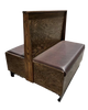 44" Solid Wood Double Booth with Padded Brown Vinyl Booth