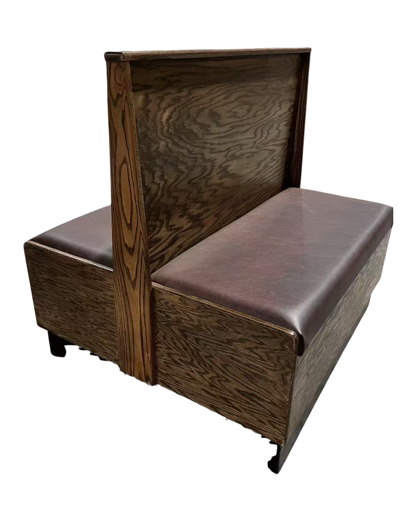 44" Solid Wood Double Booth with Padded Brown Vinyl Booth