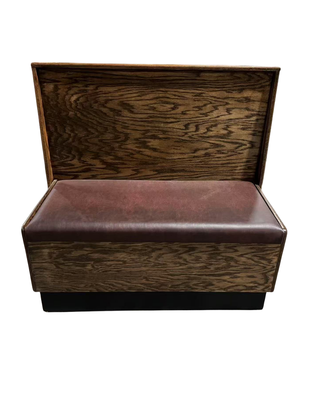 44" Solid Wood Single Booth with Padded Brown Vinyl Booth