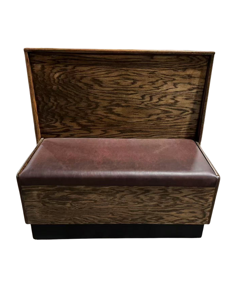 44" Solid Wood Single Booth with Padded Brown Vinyl Booth