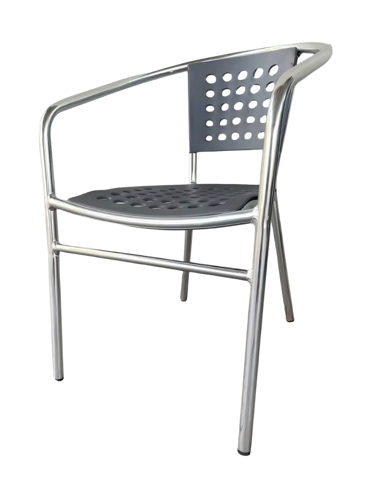 Aluminum Arm Chair with Black Seat and Back