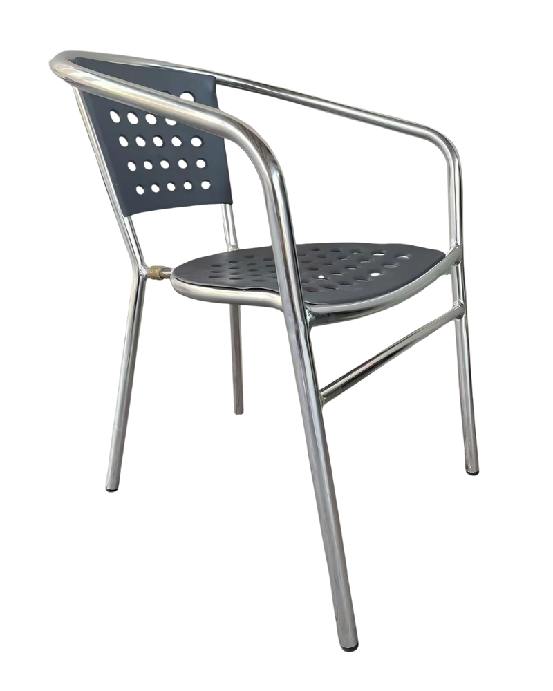 Aluminum Arm Chair with Black Seat and Back