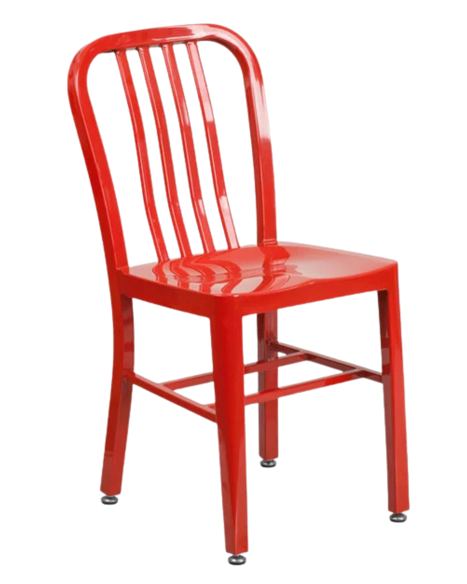 Red Metal Indoor /Outdoor Chair with Vertical Slide Back