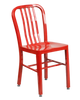 Red Metal Indoor /Outdoor Chair with Vertical Slide Back