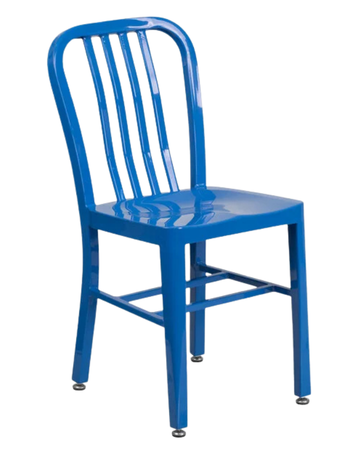 Blue Metal Indoor /Outdoor Chair with Vertical Slide Back