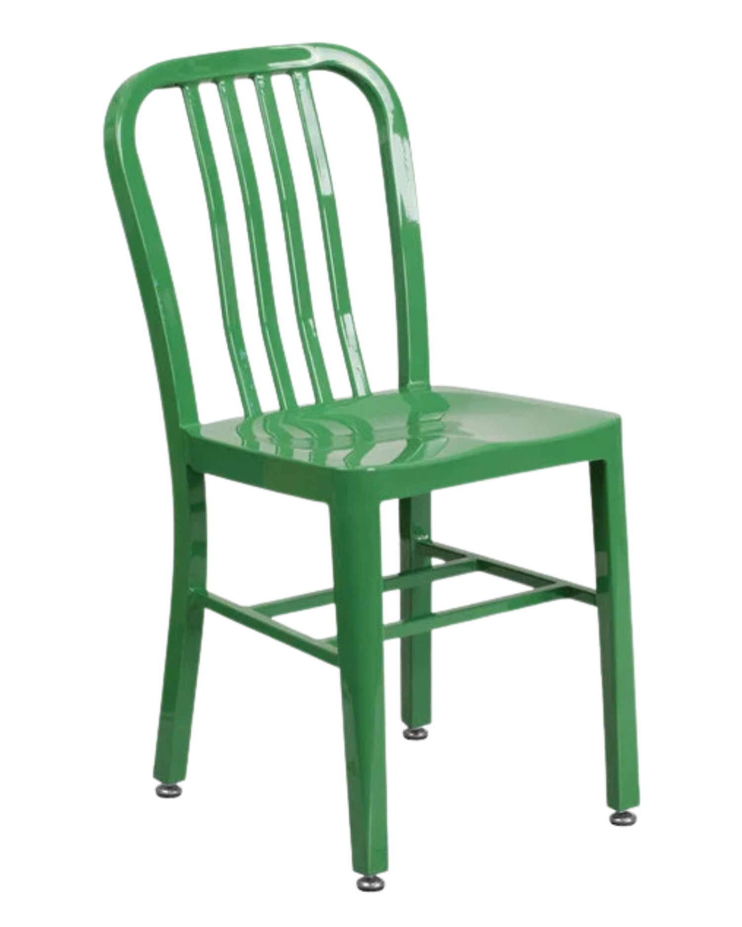 Green Metal Indoor /Outdoor Chair with Vertical Slide Back
