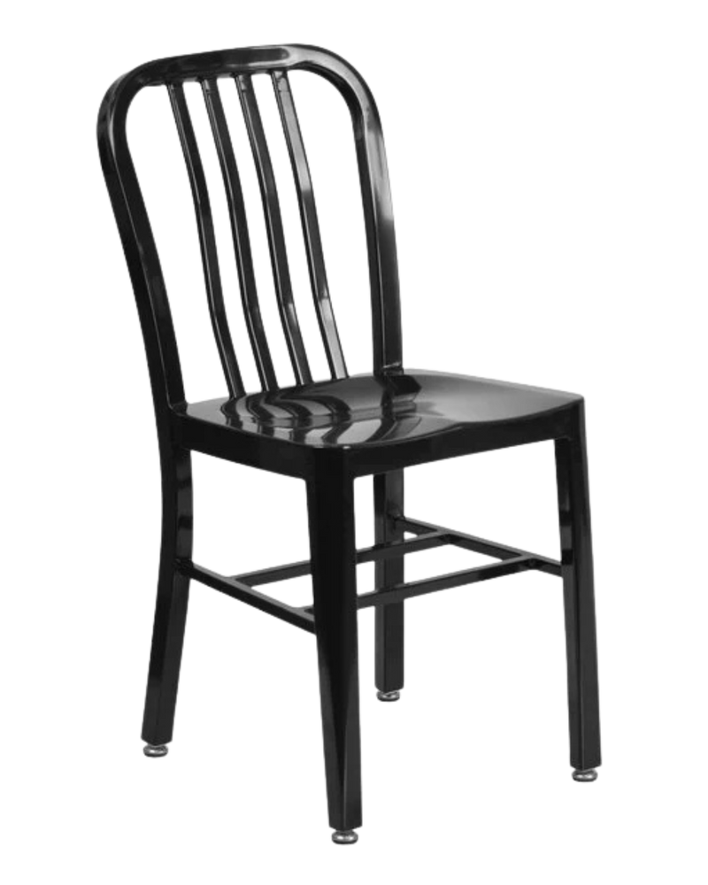 Black Metal Indoor /Outdoor Chair with Vertical Slide Back