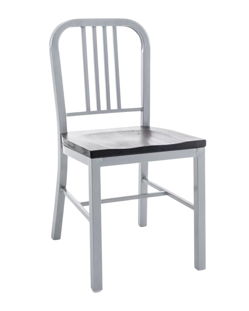 Silver Metal Indoor /Outdoor Chair with Vertical Slide Back