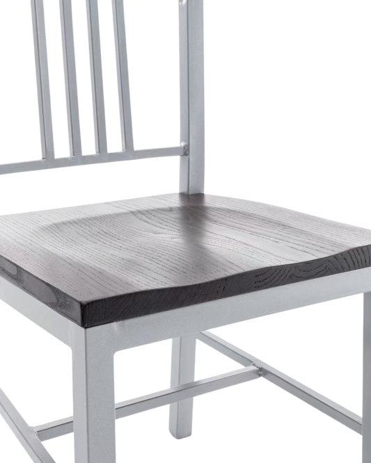 Silver Metal Indoor /Outdoor Chair with Vertical Slide Back