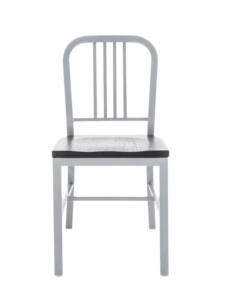 Silver Metal Indoor /Outdoor Chair with Vertical Slide Back