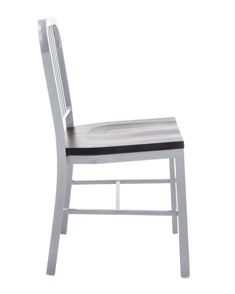 Silver Metal Indoor /Outdoor Chair with Vertical Slide Back