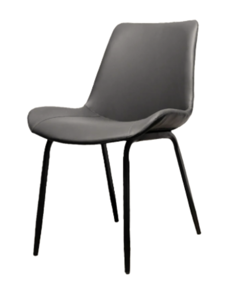 Black Steel Chair with Gray Vinyl Back & Seat