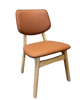 Rubber Wood Chair with Orange Seat, Finish Natural