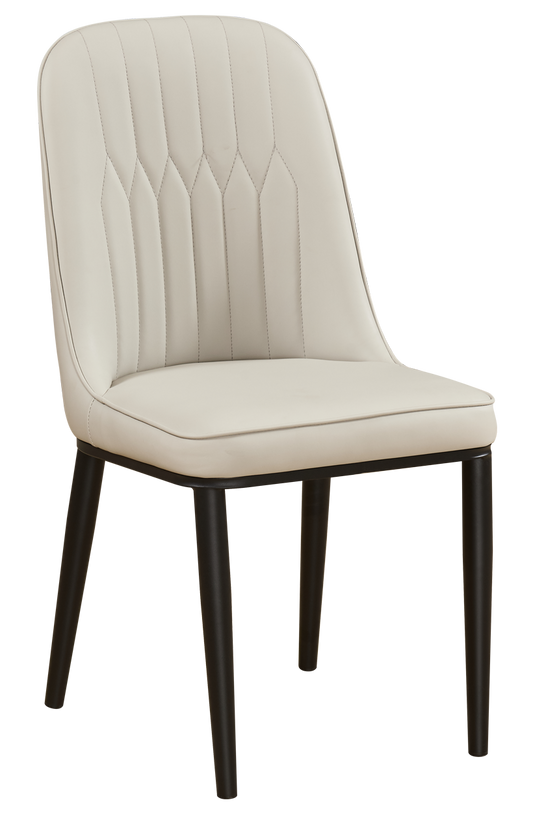 Black Steel Chair w/ White Vinyl Back & Seat