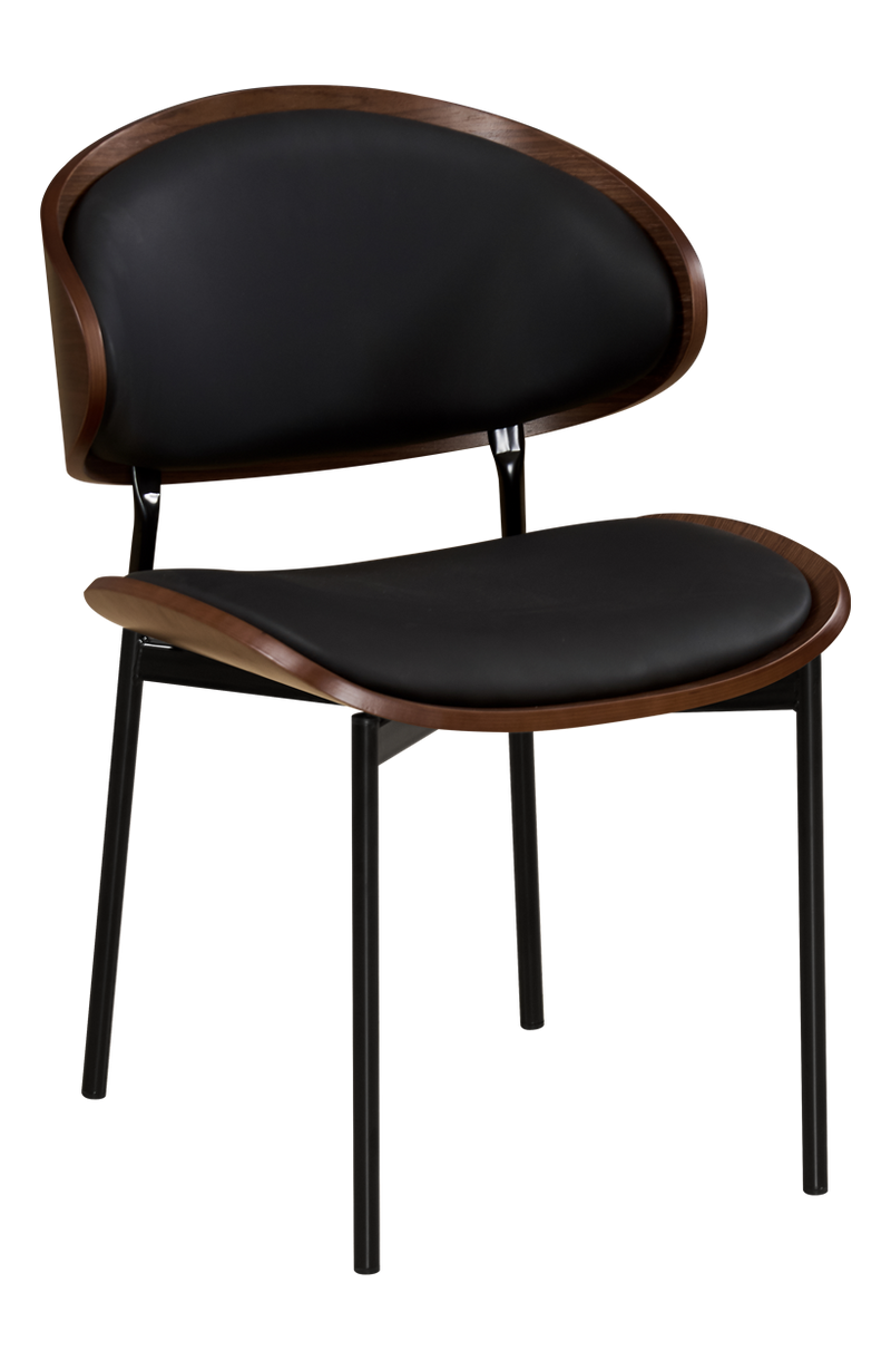 Indoor Modern Black Metal Chair with Black Cushioned Seat and Back