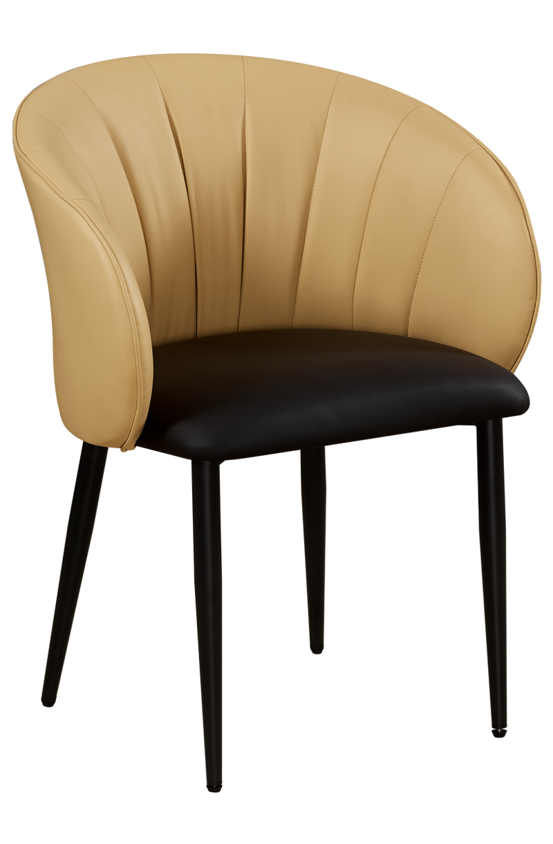 Indoor Modern Black Metal Chair with Cushioned Seat and Yellow Back