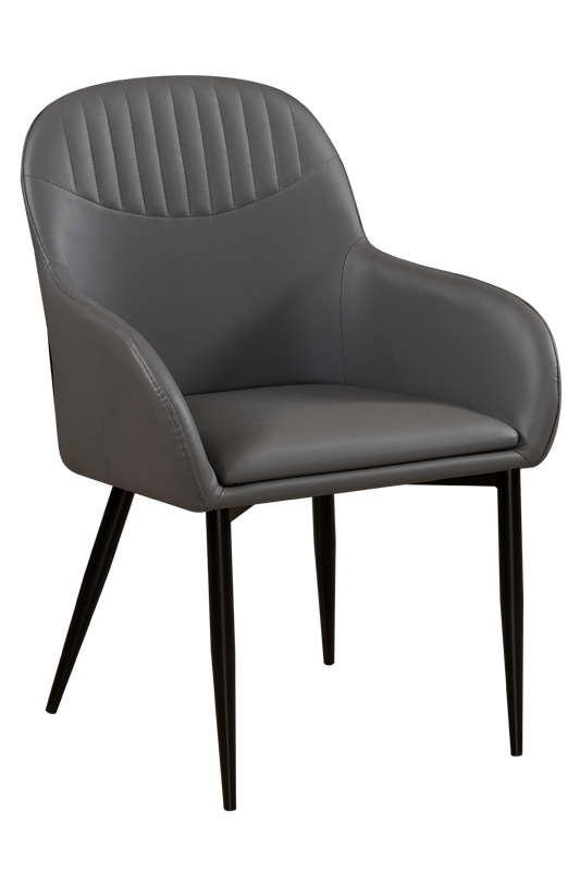 Black Steel Chair with Gray Vinyl Bucket Seat