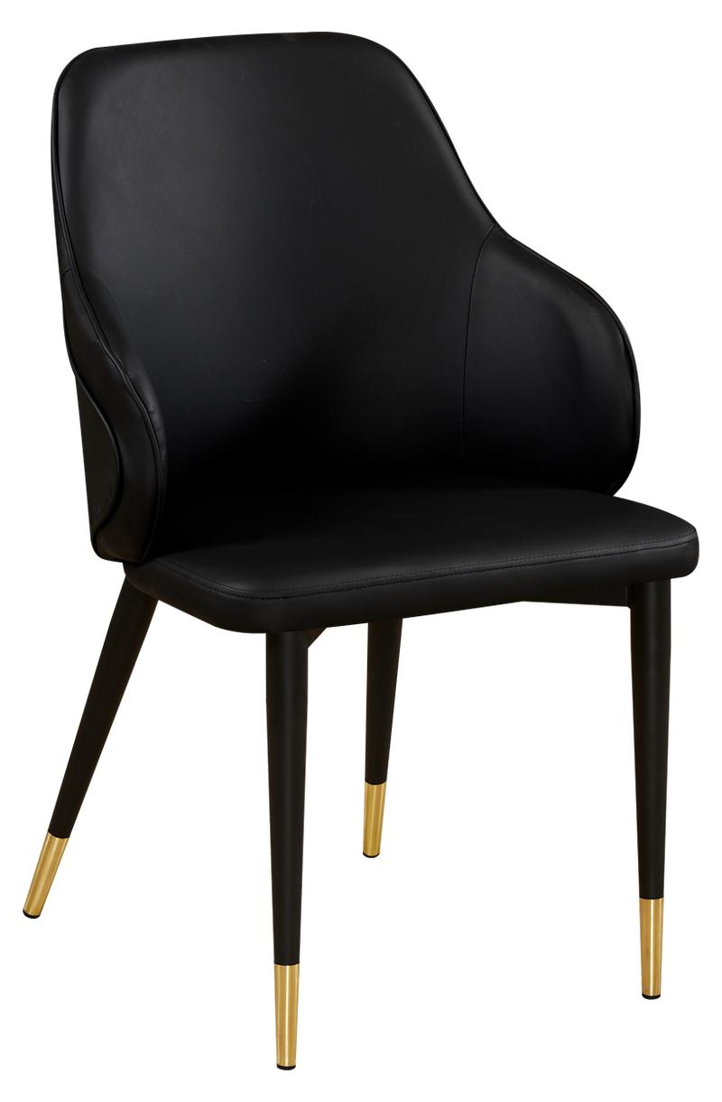Black Steel Chair and Golden Base with Black Vinyl Back & Seat