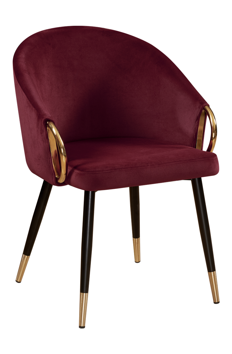 Indoor Black Steel Chair with Vinyl Seat and Back in Red