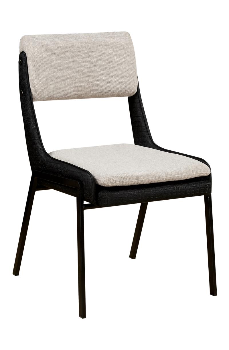 Indoor Metal Armless chair with White Fabric seat