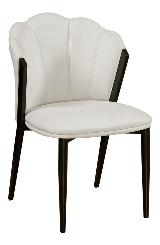 Indoor Black Steel Chair with Vinyl Seat and Back in White