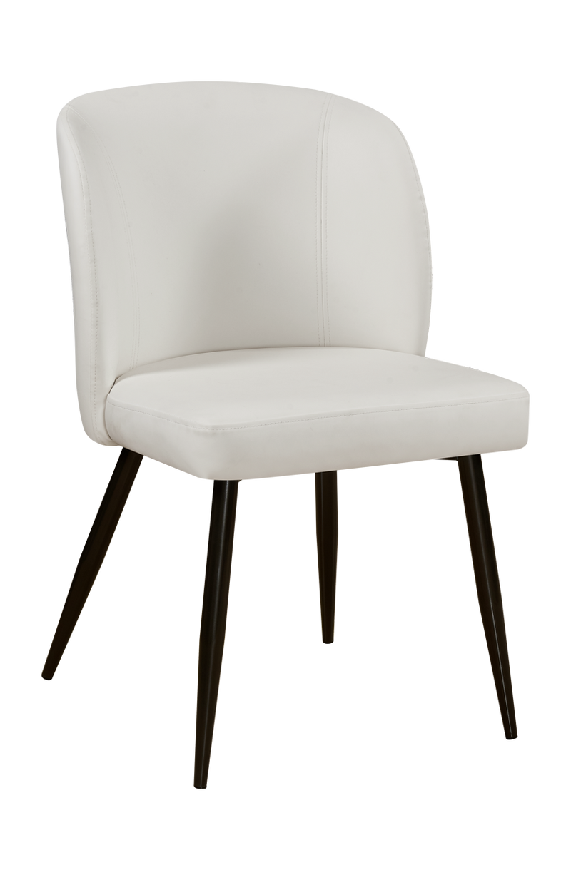 Fashion Indoor Black Steel Chair with Vinyl Seat and Back in White