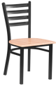 Indoor Black Steel Ladder Back Chair w/ Vinyl Seat