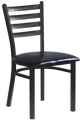Indoor Black Steel Ladder Back Chair w/ Vinyl Seat