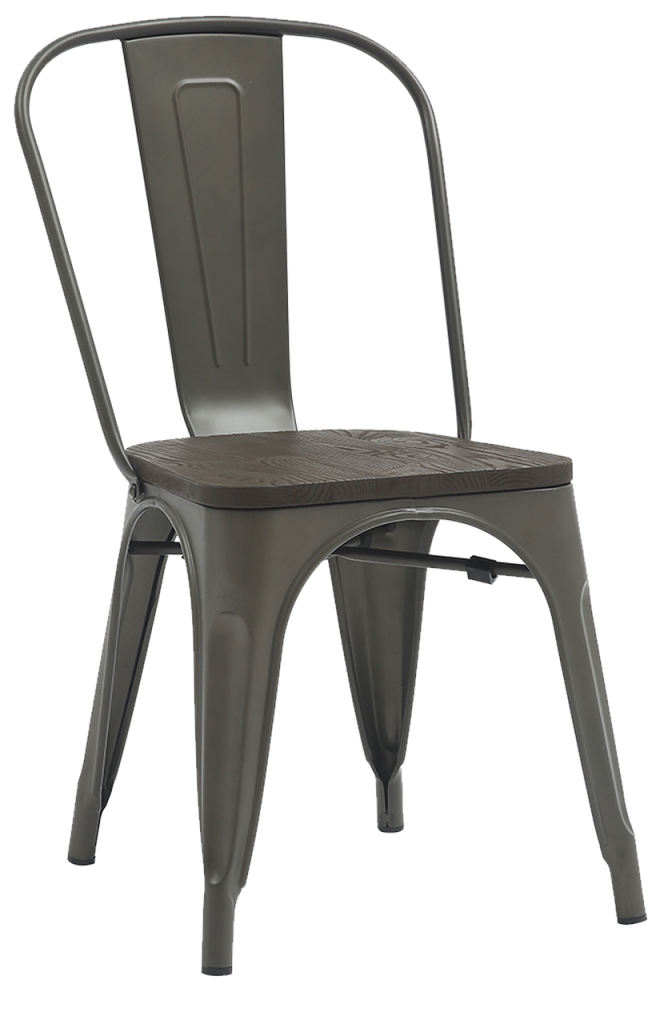 Gun Metal Dining Chair Industrial Style with Elmwood Seat