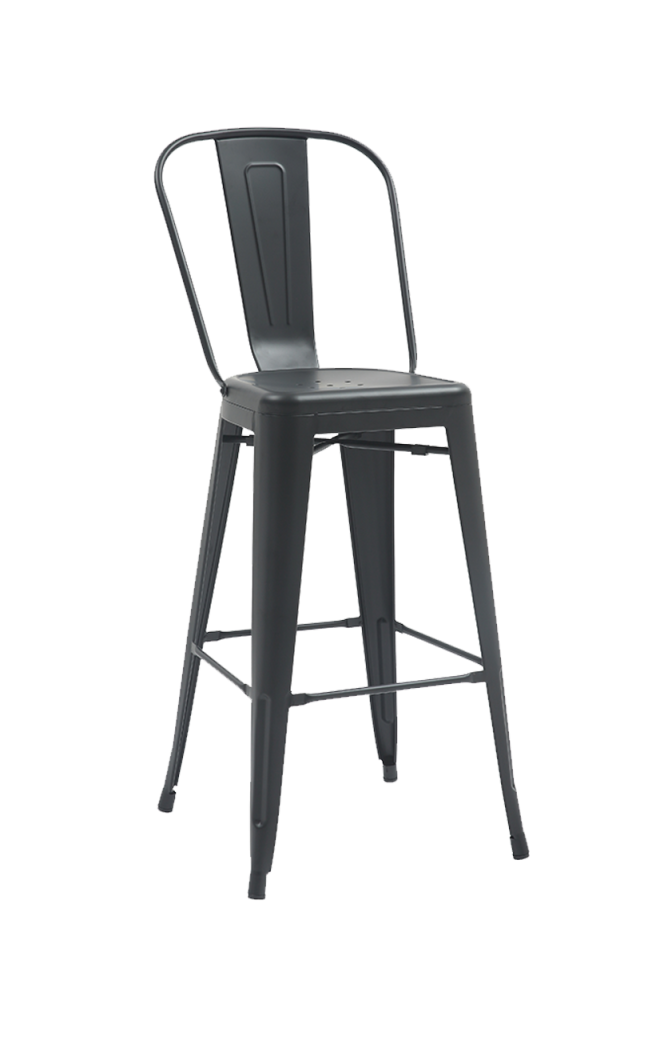 Barstool of Black Steel Dining Chair Industrial Style