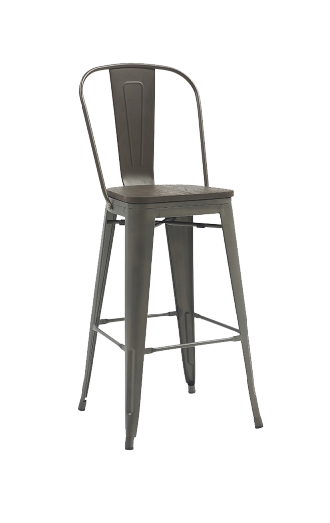 Barstool of Gun Metal Dining Chair Industrial Style
