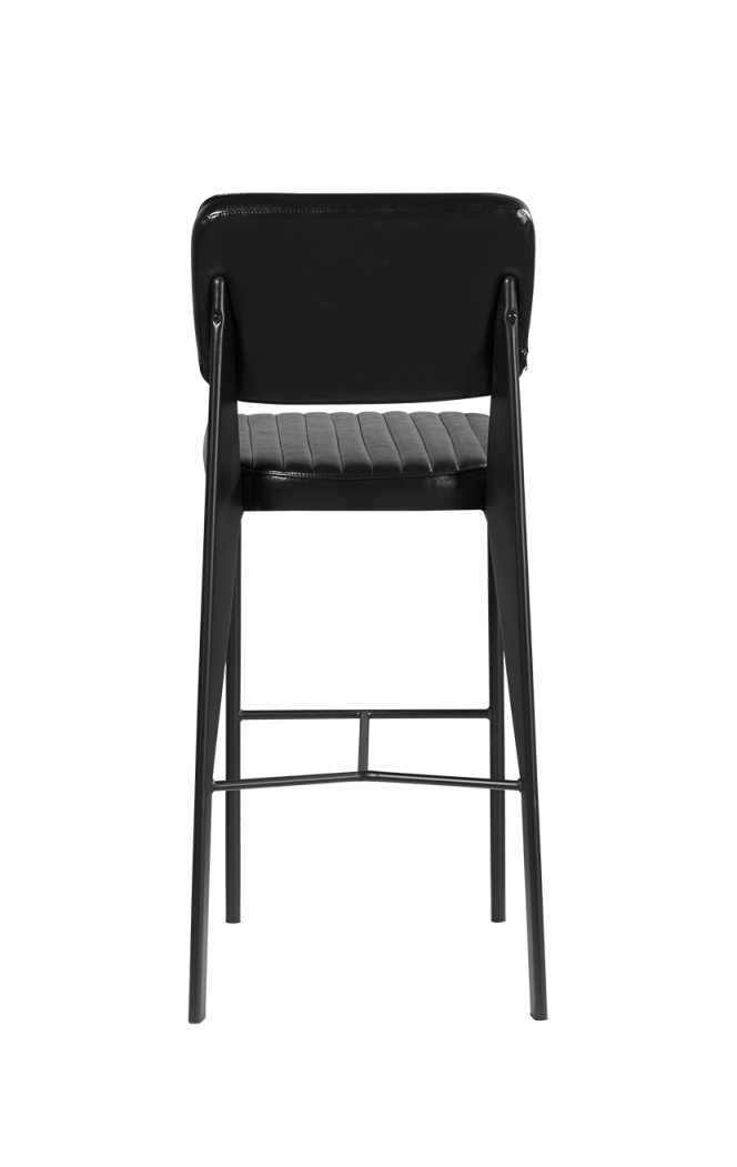 Black Metal Armless Barstool with Black Vinyl Seat & Back