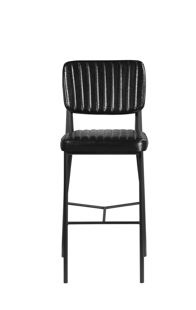 Black Metal Armless Barstool with Black Vinyl Seat & Back