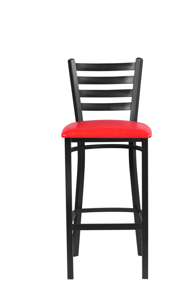 Black Steel Barstool with Red Seat