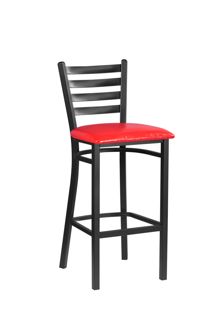 Black Steel Barstool with Red Seat