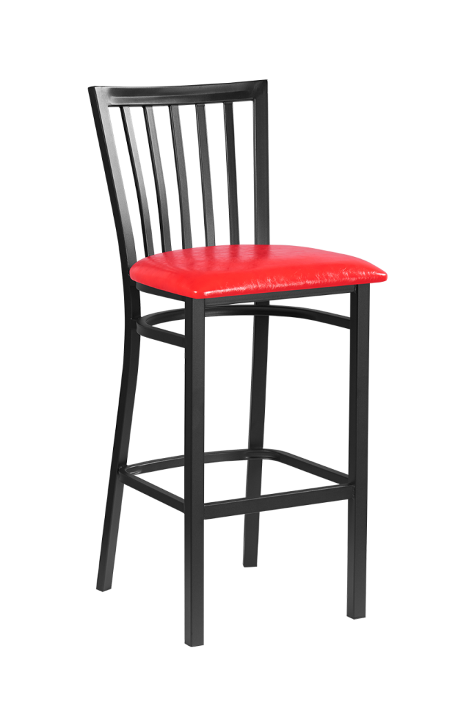 Black Steel Barstool with Veneer Seat Finished Natural
