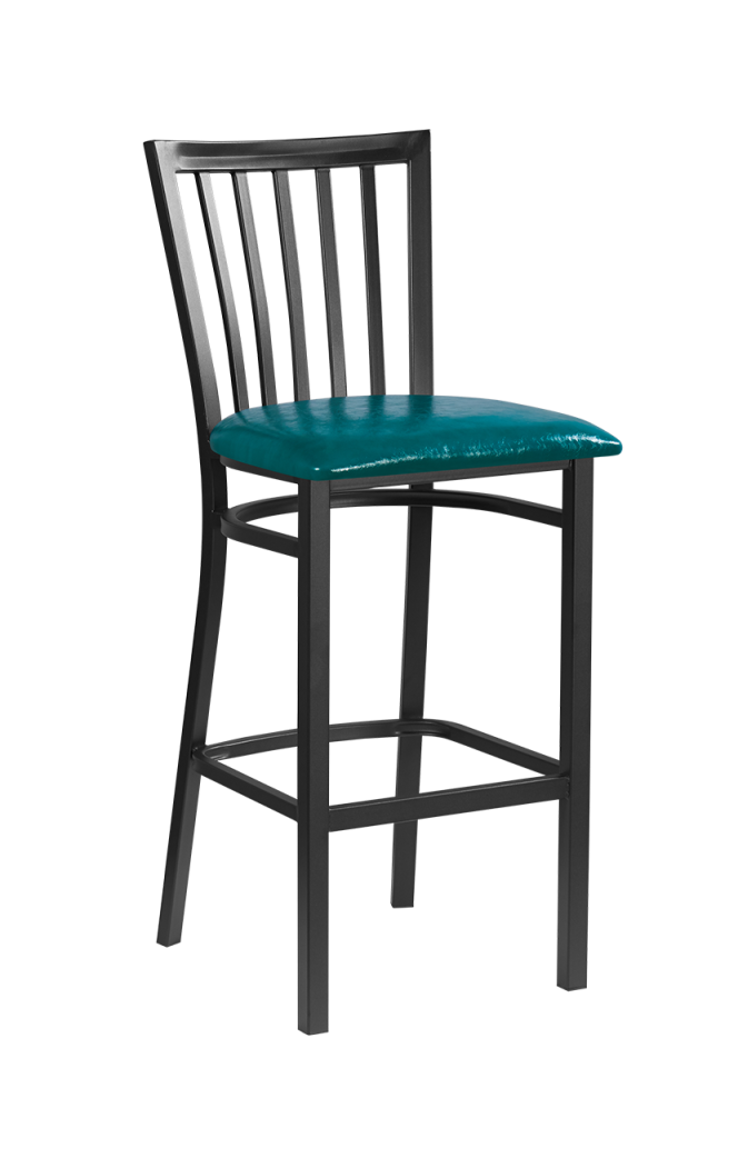 Black Steel Barstool with Veneer Seat Finished Natural