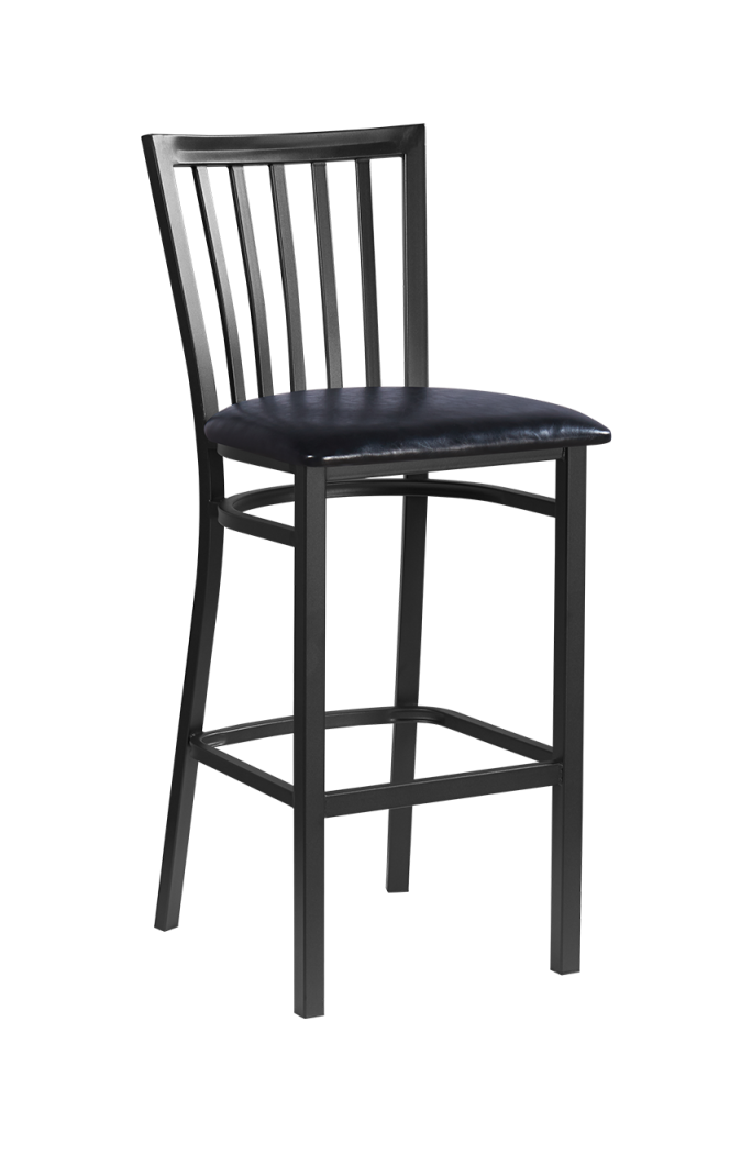 Black Steel Barstool with Veneer Seat Finished Natural