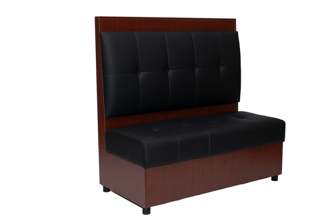 Single Booth with Button Tufted Style, Finish Black Seat&Back, Length 48''
