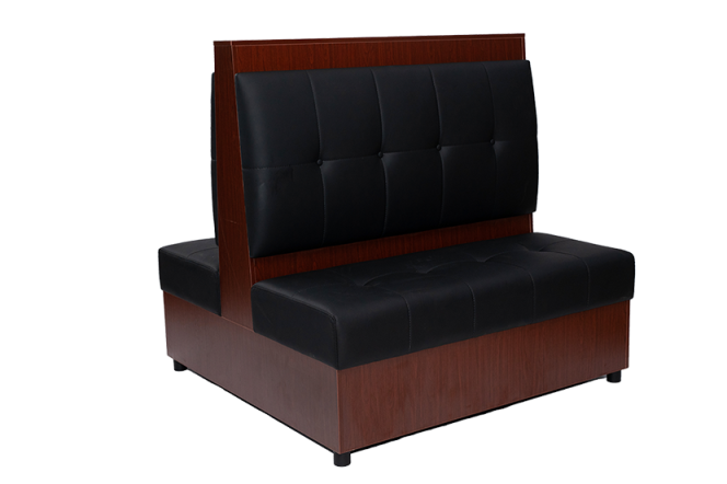 Double Booth with Button Tufted Style, Finish Black Seat&Back, Length 48''