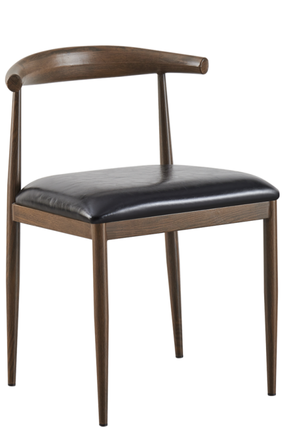 Walnut Wood Grain OX Chair with Black Seat, Finish Walnut
