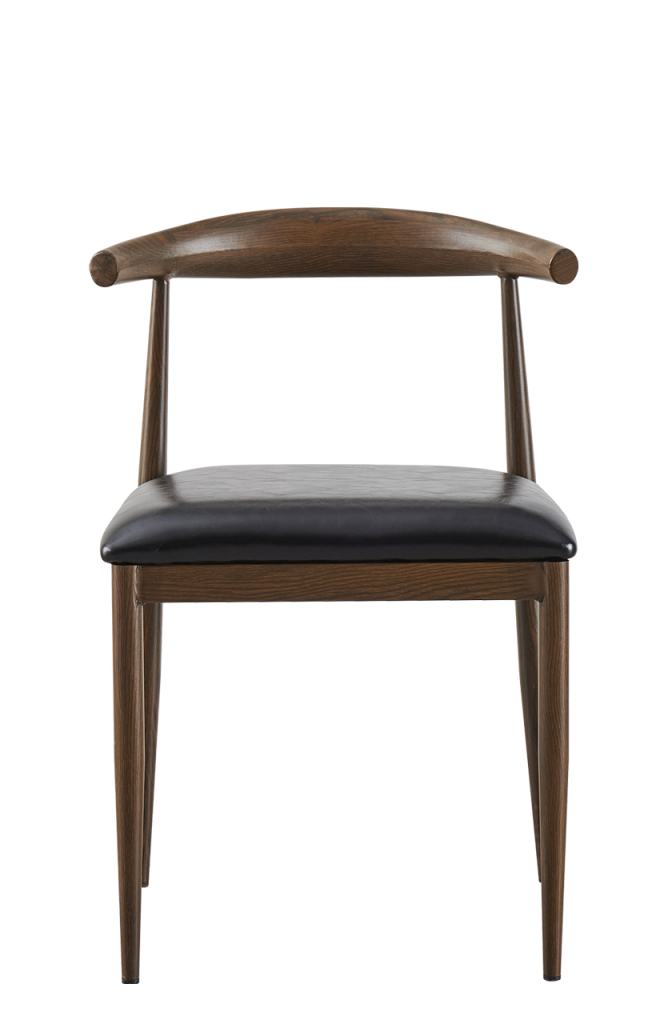Walnut Wood Grain OX Chair with Black Seat, Finish Walnut